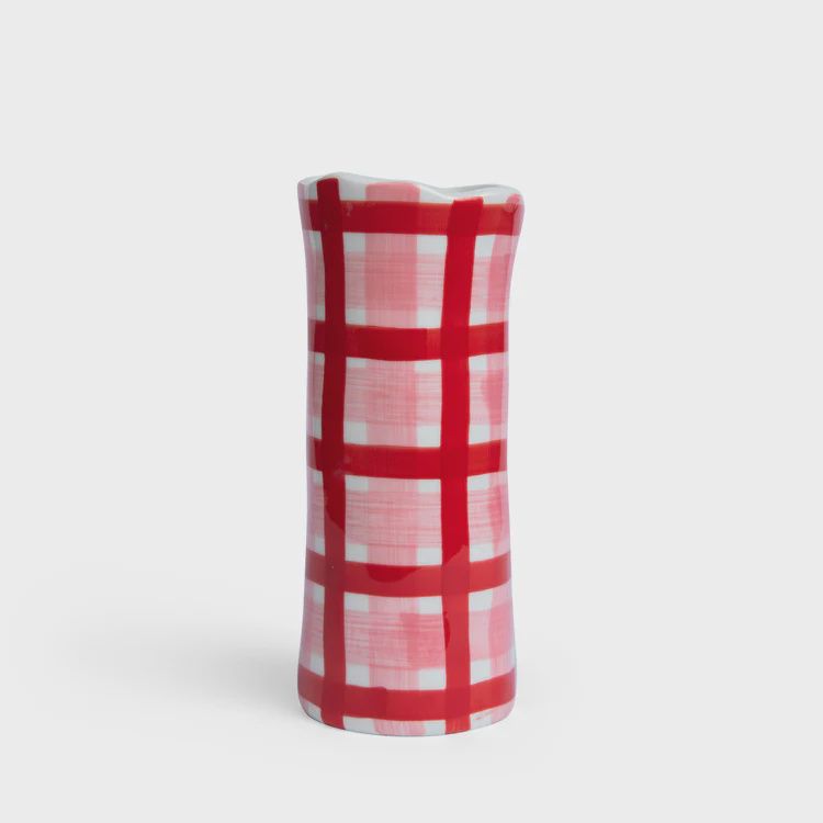 Small Vase - Pink and Red Gingham