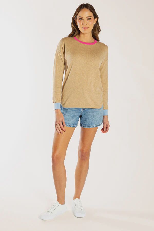 Cotton/Cashmere Swing w/ Contrast
