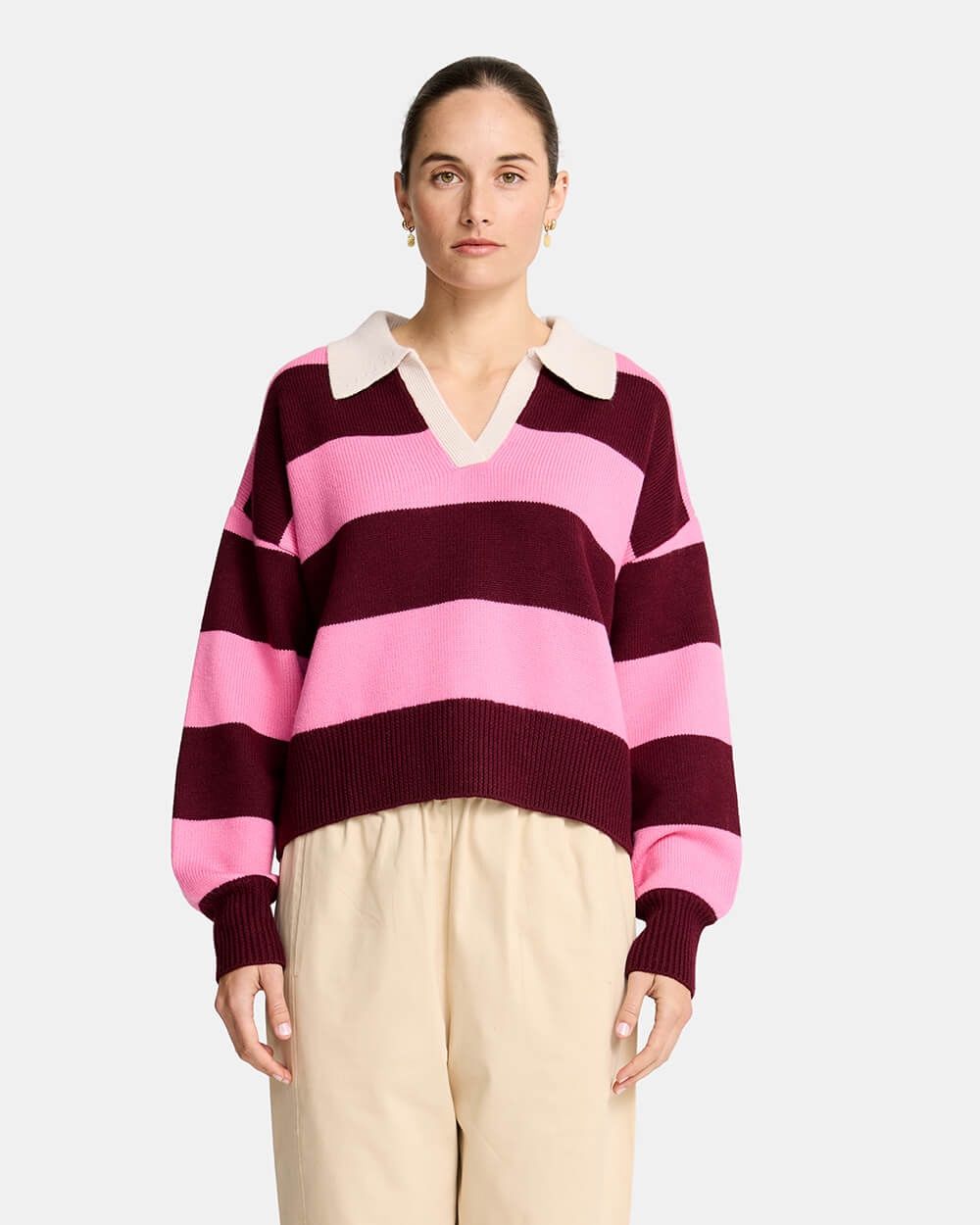 Nicole Sweater, Colour: Pink/Pinot, Size: XS