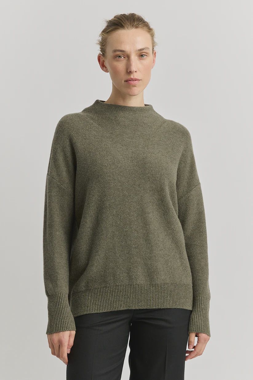 Drop Shoulder Mock Neck
