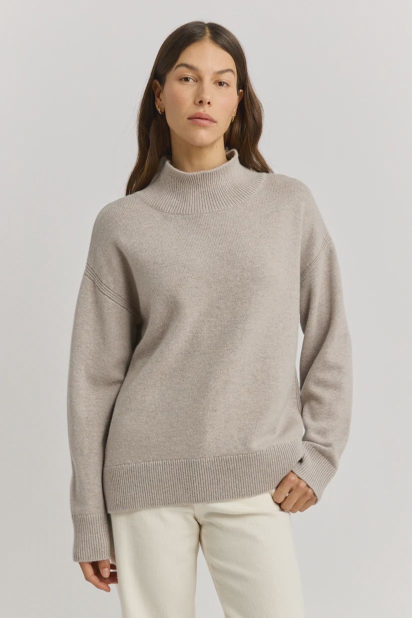 Split Neck Funnel Knit