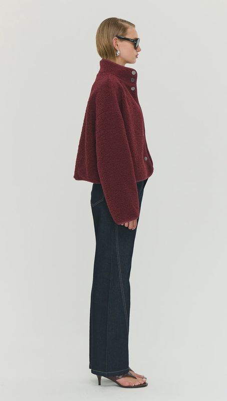 Katya Crop Sherpa Jacket Merlot