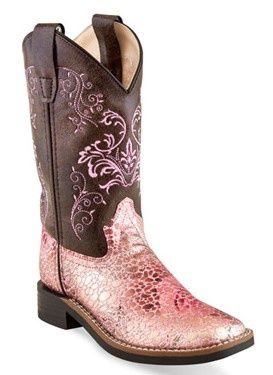 Old West Sparkle Pink Square Toe 9154