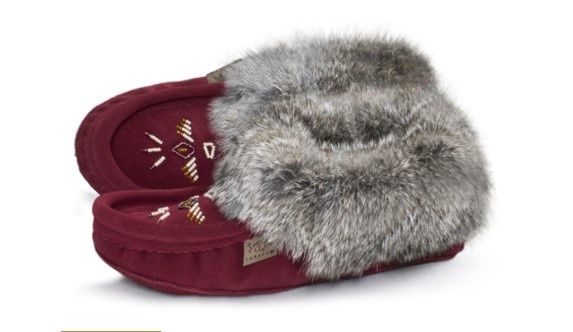 Laurentien Chief Moccasin Fur Trim, Colour: Burgundy, Size: 4