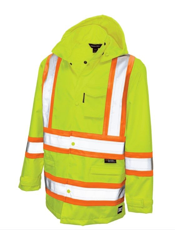 Tough Duck Safety Rain Jacket, Colour: Yellow, Size: S