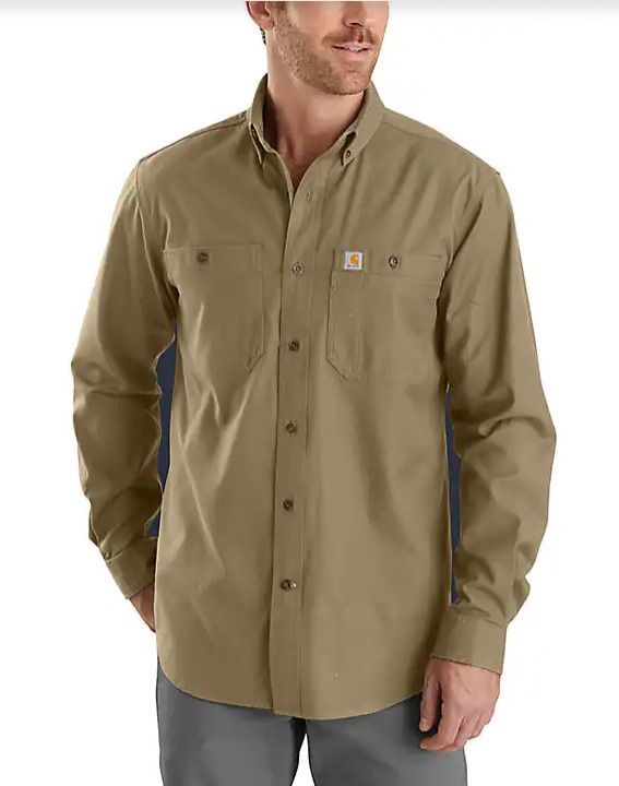 Carhartt Rugged Flex Relaxed Fit Midweight Canvas L/S Shirt, Colour: Tan, Size: S