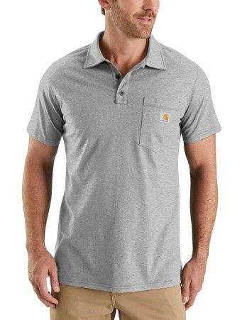 Carhartt Force Relaxed Fit S/S Pocket Polo, Colour: Heather Grey, Size: S