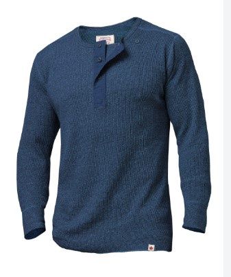 Stanfield’s Long Sleeve Henley, Colour: Blue, Size: S