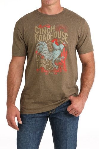 Cinch Road House T Shirt 0638, Colour: Brown, Size: S