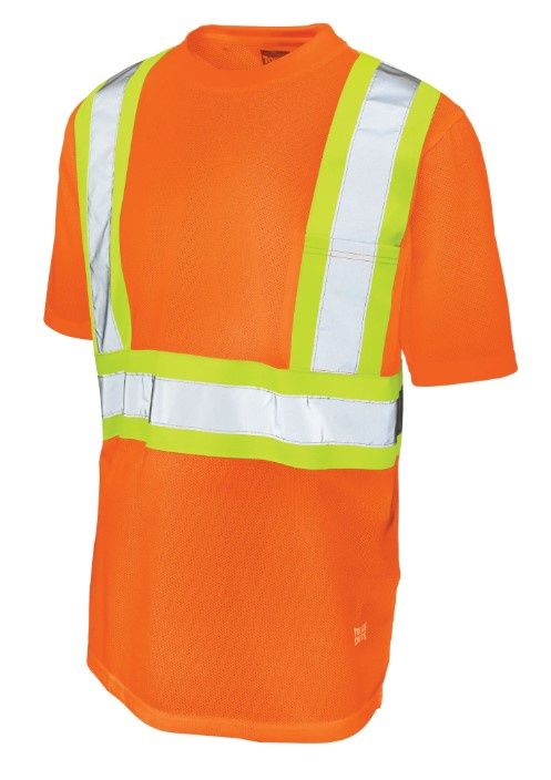 Tough Duck S/S Safety T Shirt w/pocket, Colour: Orange, Size: S