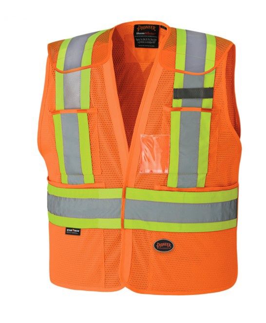 Pioneer Hi Viz Mesh Safety Vest - Orange, Colour: Orange, Size: S/M
