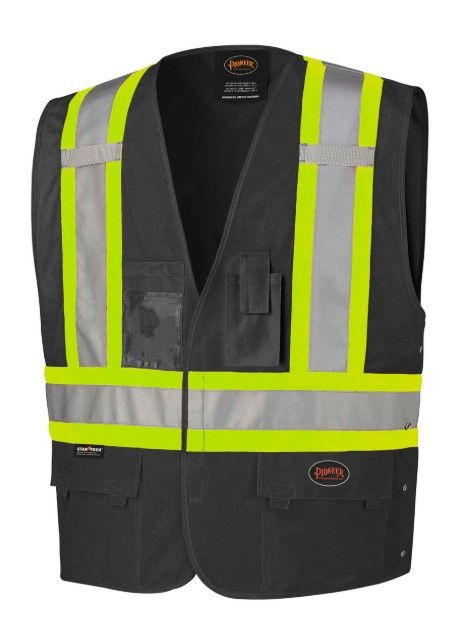 Pioneer Safety Vest Adjustable Sides Black, Colour: Black, Size: S/M