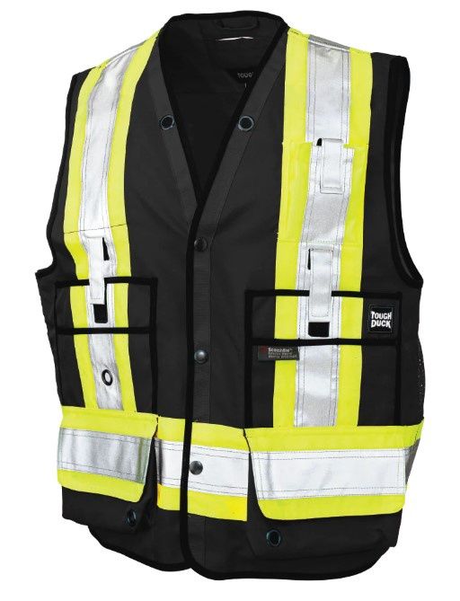 Tough  Duck Premium Surveyor Vest, Colour: Black, Size: S