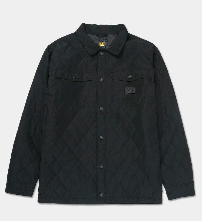 Cat Quilted Shirt Jacket, Colour: Black, Size: S