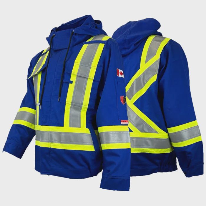 Atlas FR Hi Viz Unlined Jacket, Colour: Royal Blue, Size: S