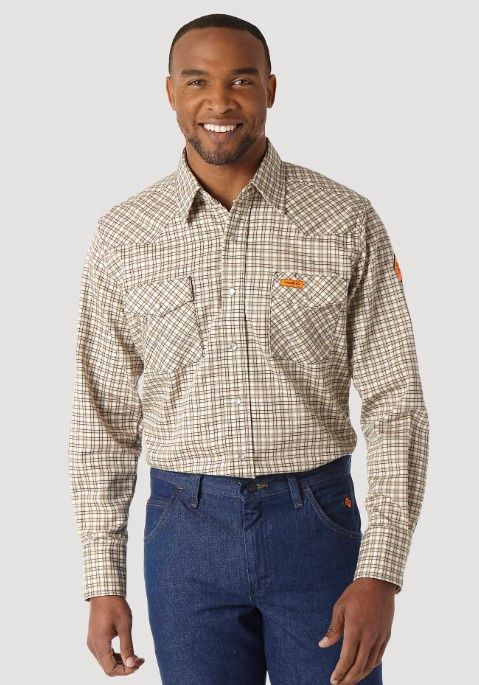 Wrangler FR Snap Shirt, Colour: Plaid, Size: S