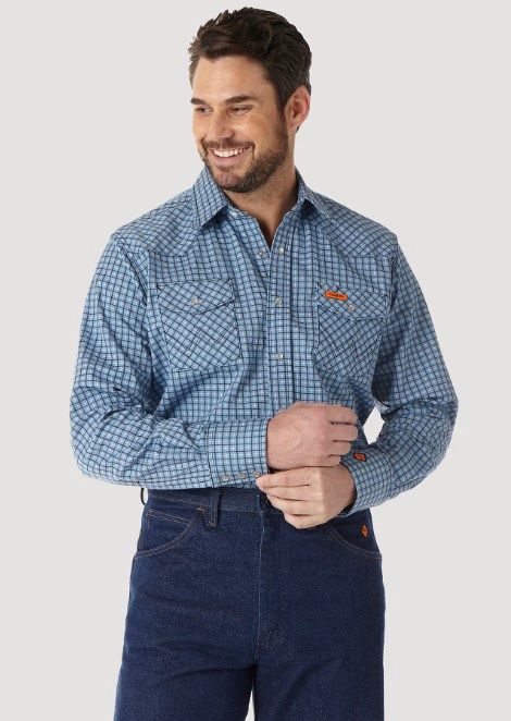 Wrangler FR Western Snap Long Sleeve Shirt, Size: S