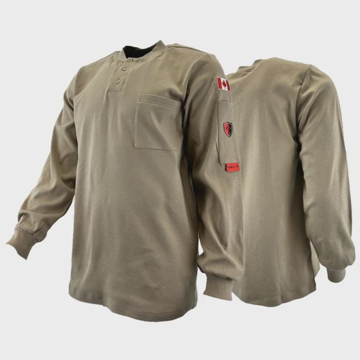 Atlas FR Henley LS Shirt, Colour: Khaki, Size: S