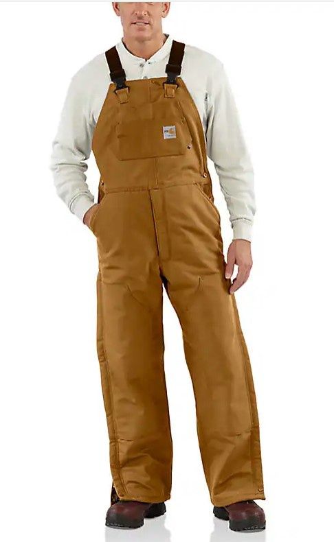 Carhartt FR Insulated Bib, Colour: BROWN, Size: 32X30