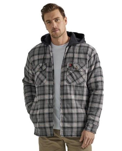 Wrangler Flannel Hooded Jacket, Colour: Grey, Size: S