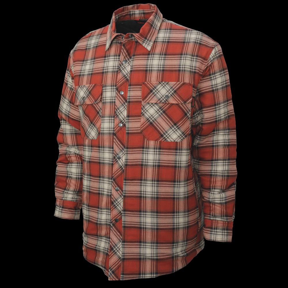 Tough Duck Quilted Lined Flannel Shirt Jacket, Colour: Red Plaid, Size: 3XL