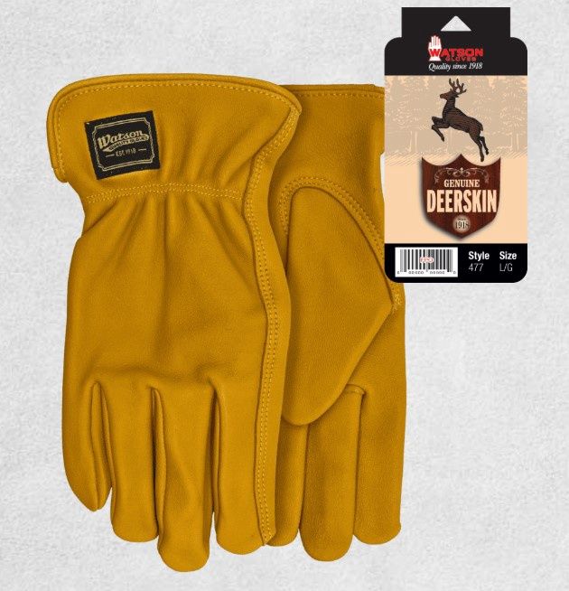 Watson Gloves Genuine Deerskin Unlined, Size: S