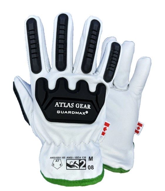 Atlas Guardmax Winter Leather Impact Gloves, Colour: White, Size: S