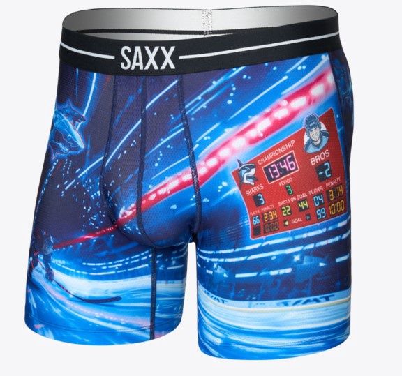 SAXX Volt Breathable Mesh Sharks vs Bros Blues, Colour: Sharks vs Bros Blue, Size: S