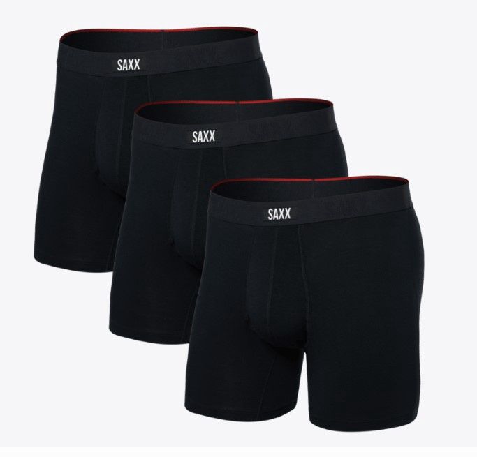 SAXX Vibe Xtra Super Soft BB Fly 3 Pack Black, Colour: Black, Size: S