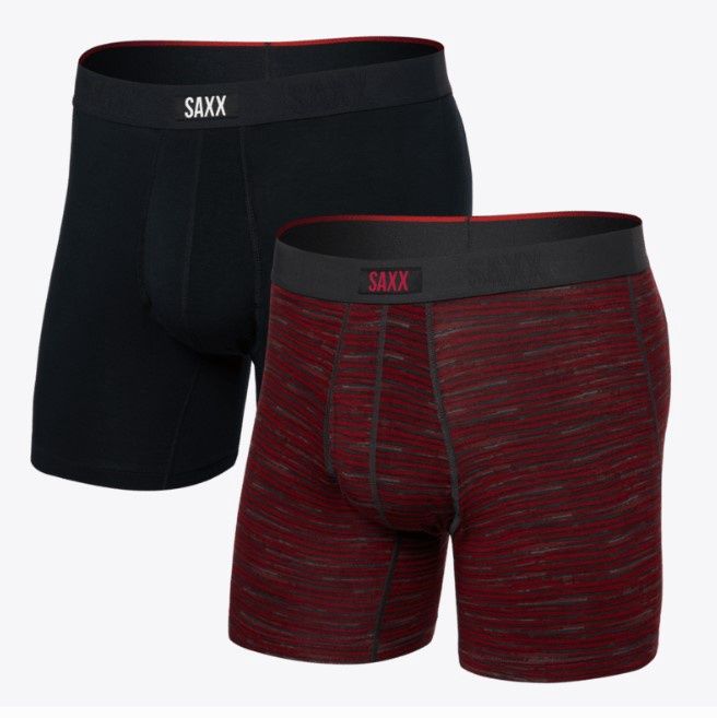 SAXX Vibe Xtra BB Fly 2 Pack Spacedye Stripe/Black, Colour: SSB Spacedye Stripe/Black, Size: S