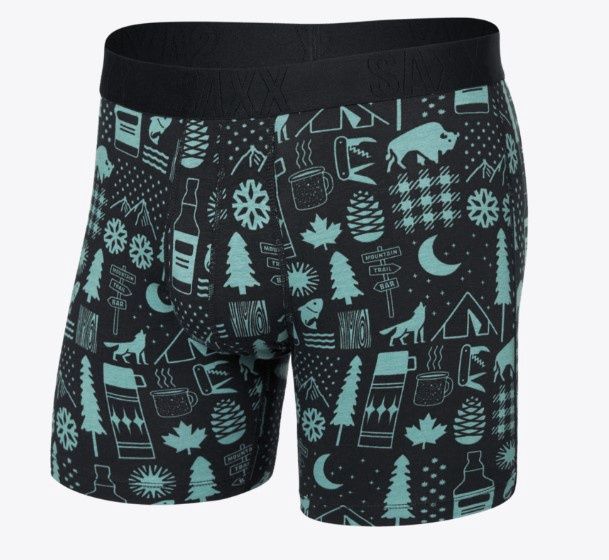 SAXX DT Cooling Cotton BB Camp Stamps Black, Colour: CST Camp Stamps Black, Size: S