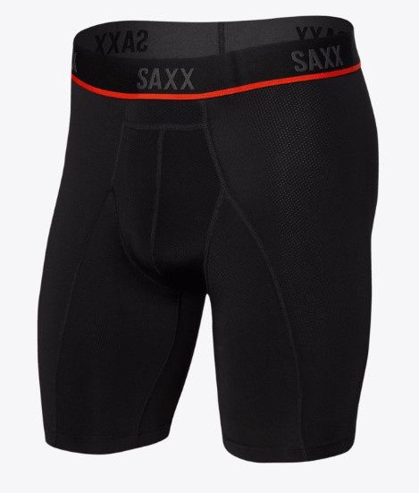 SAXX Kinetic Light Compression Mesh Long Leg Black, Colour: BLO Black, Size: S