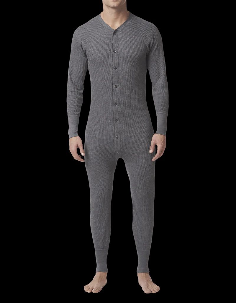 Stanfields Waffle 50% Cotton Combo, Colour: Grey, Size: XL