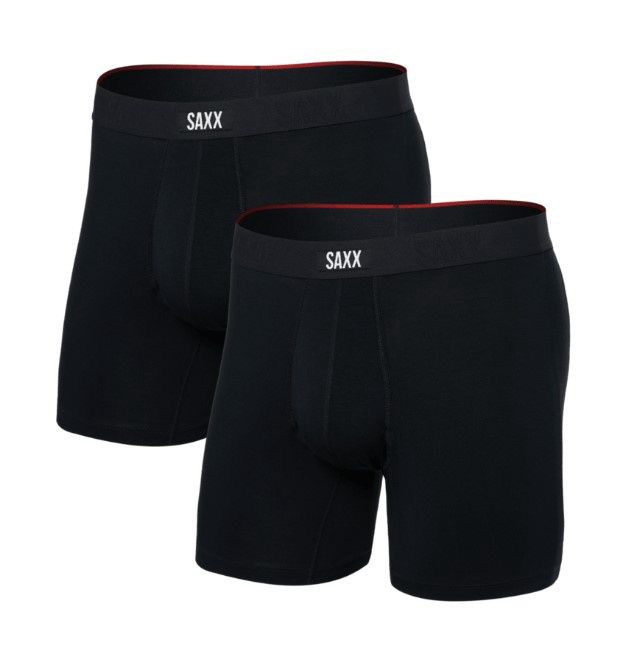SAXX Vibe Extra Super Soft BB Fly 2 Pack Black, Colour: Black, Size: S