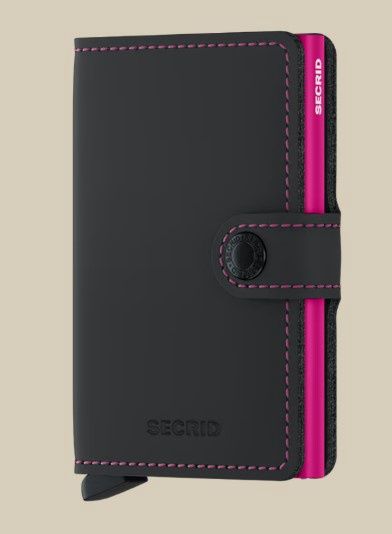 Secrid Miniwallet Matte Black and Fuchsia, Colour: Matte Black and Fushsia