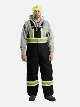 Berne Safety Stripe Arctic Insulated Bib Overall, Colour: Black, Size: S
