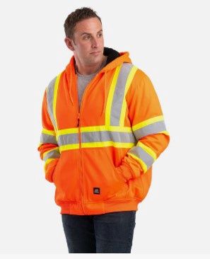 Berne Safety Stripe Thermal-Lined Sweatshirt, Colour: Orange, Size: S