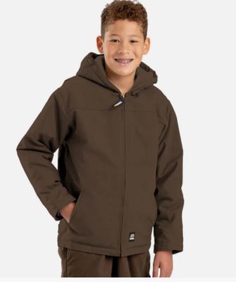 Berne Youth Sherpa-Lined Softstone Duck Hooded Jacket