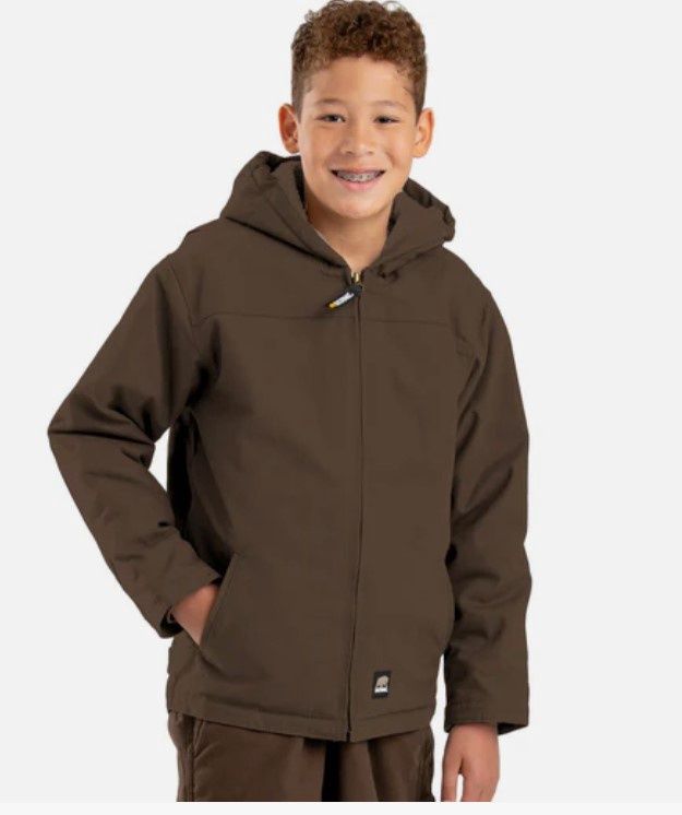 Berne Youth Sherpa-Lined Softstone Duck Hooded Jacket