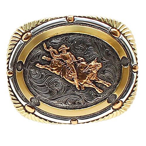 Crumrine Gold Silver Bull Rider Belt Buckle, Colour: Gold Bull Rider