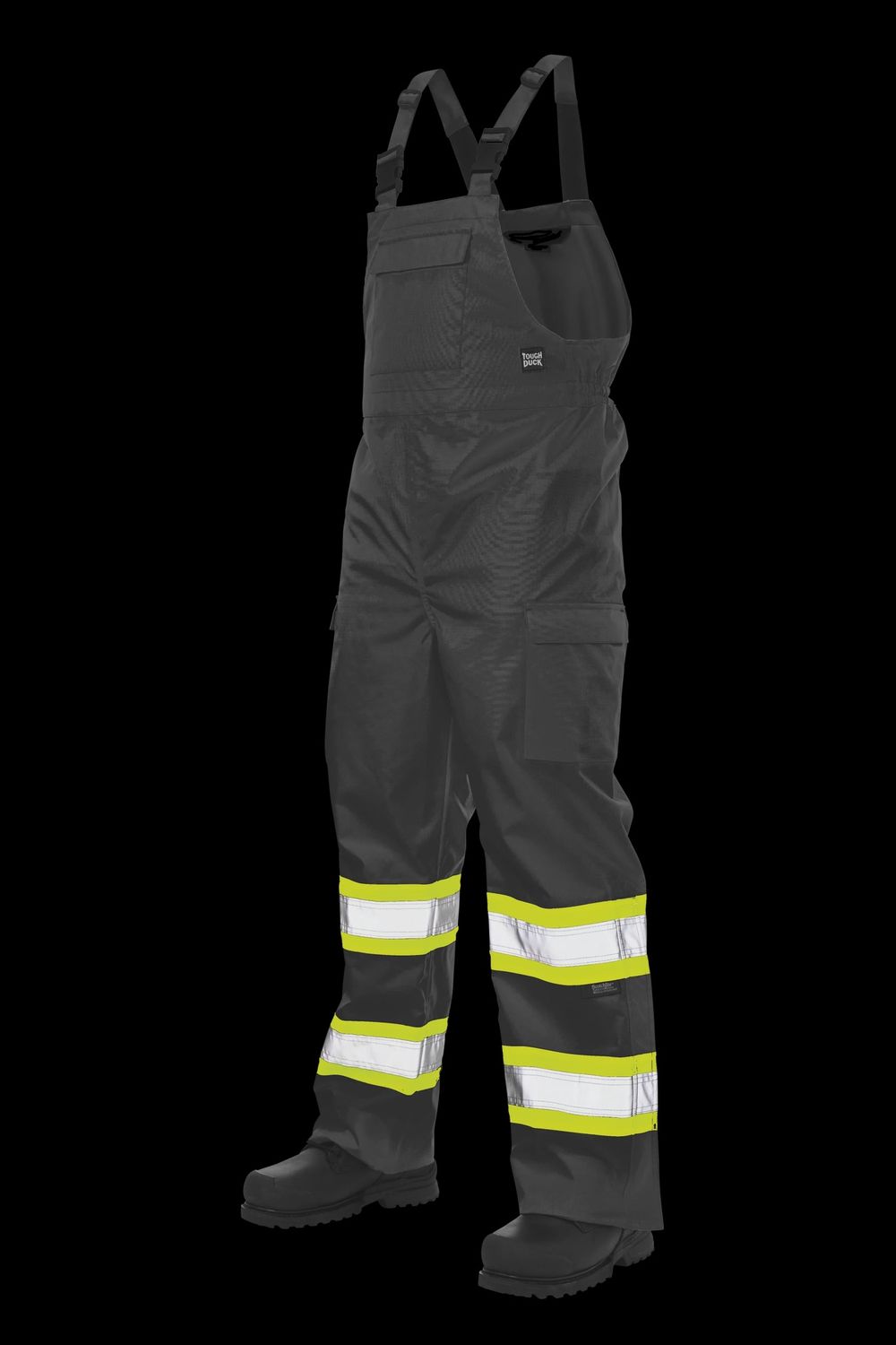 Tough Duck Hi Viz Rain Bib Black, Colour: Black, Size: S