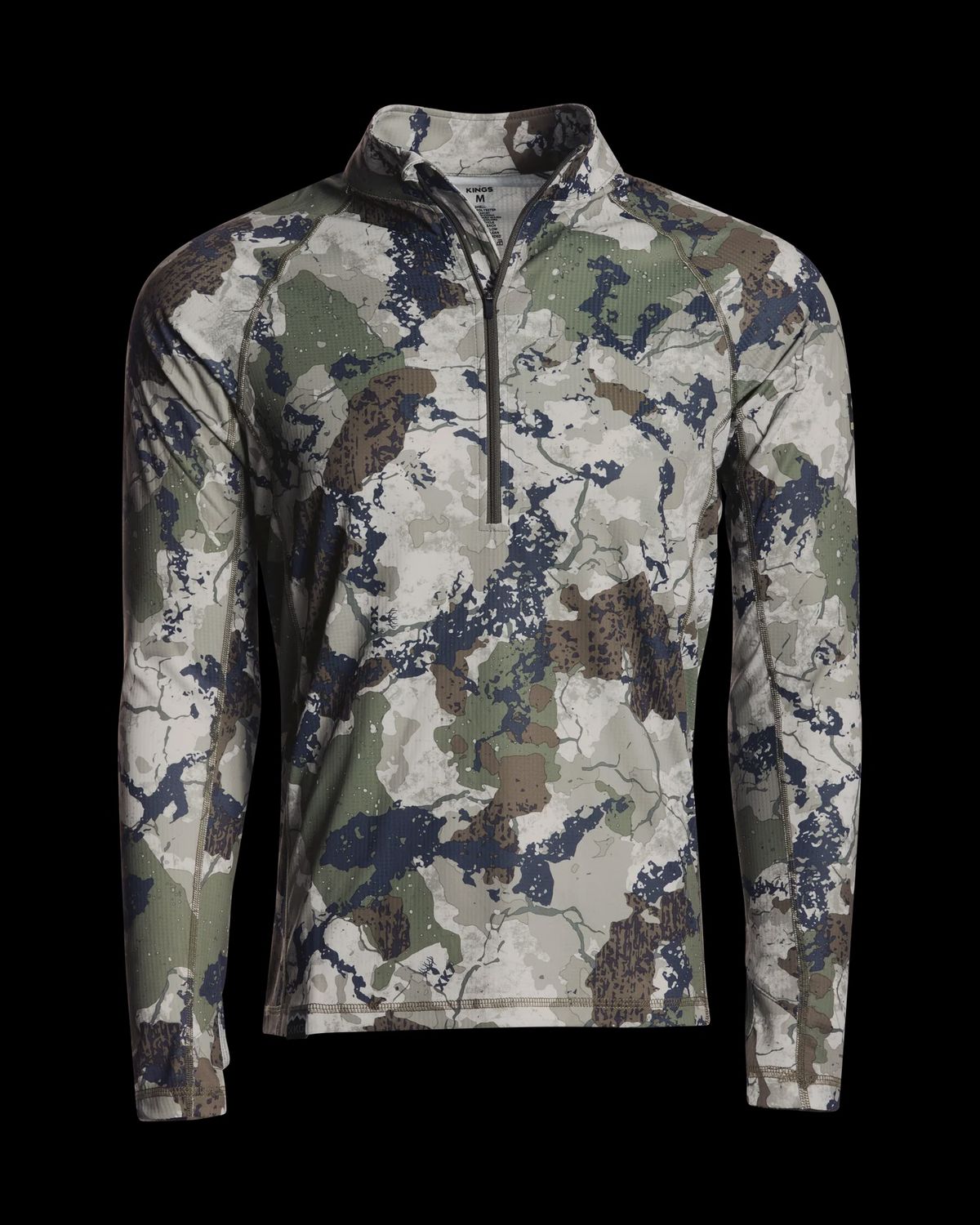 Kings Camo Elevation 1/4 Zip Long Sleeve Shirt, Colour: Camo, Size: S