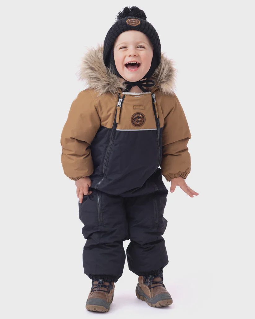Peluche &amp; Tartine Karl 1PC Snowsuit, Colour: Black/Brown, Size: 6M