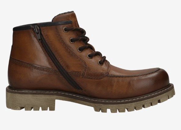 Bugatti Ankle Boot Dress Lace &amp; Side Zip  Cognac