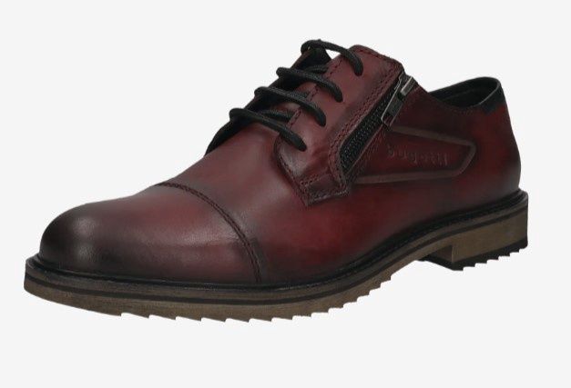 Bugatti Dark Red Lace/Side Zip Dress Shoe 331-AUQ01, Size: 41