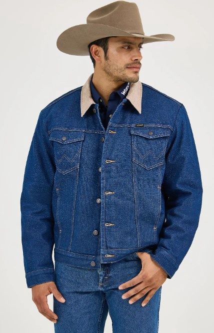 Wrangler Traditional Lined Denim Jacket, Colour: Denim, Size: 40