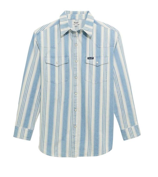 Wrangler Women’s Denim Snap Stripe Shirt 4906, Size: XS