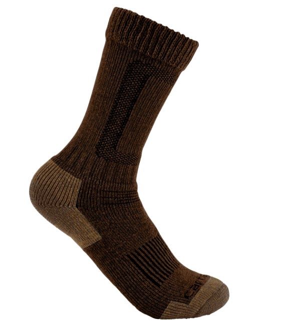 Carhartt Heavyweight Merino Wool Blend Steel Toe Boot Sock, Colour: Brown, Size: M