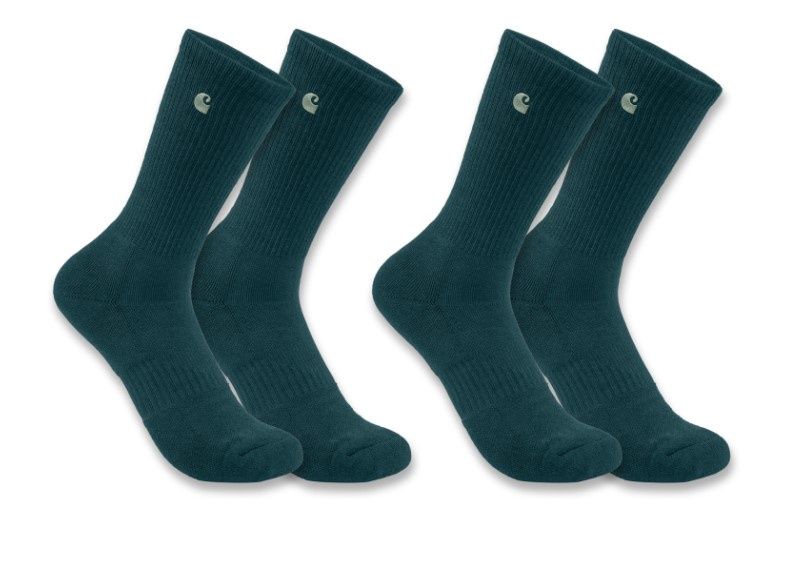 Carhartt Force Midweight 2PK Crew Sock, Colour: GRNSTN, Size: S