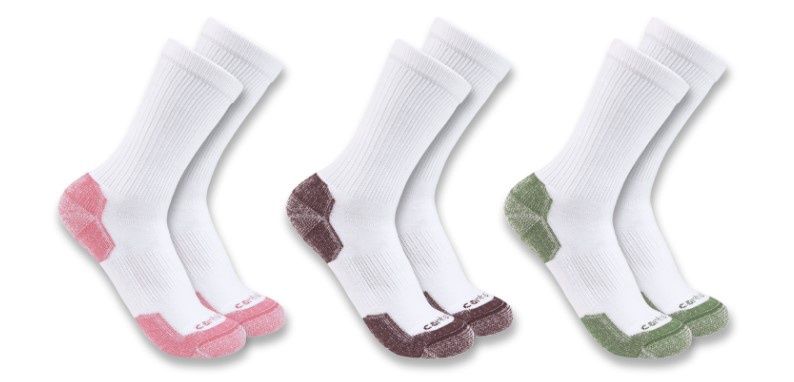 Carhartt Midweight Cotton Blend Sock 3Pk, Colour: WHTASST, Size: S